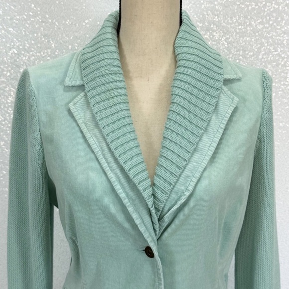 Oui Moments Mint Green Knit-Collar Blazer - Size 4 - Picture 12 of 15